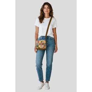 Donna Sharp Quilted Patchwork Crossbody Bag Floral Plaid Multicolor Cottagecore